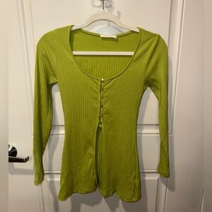 Lush Lime Ribbed Long Sleeve Top
